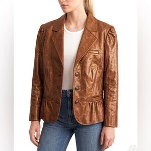Women's Shimmering Brown Leather Jacket